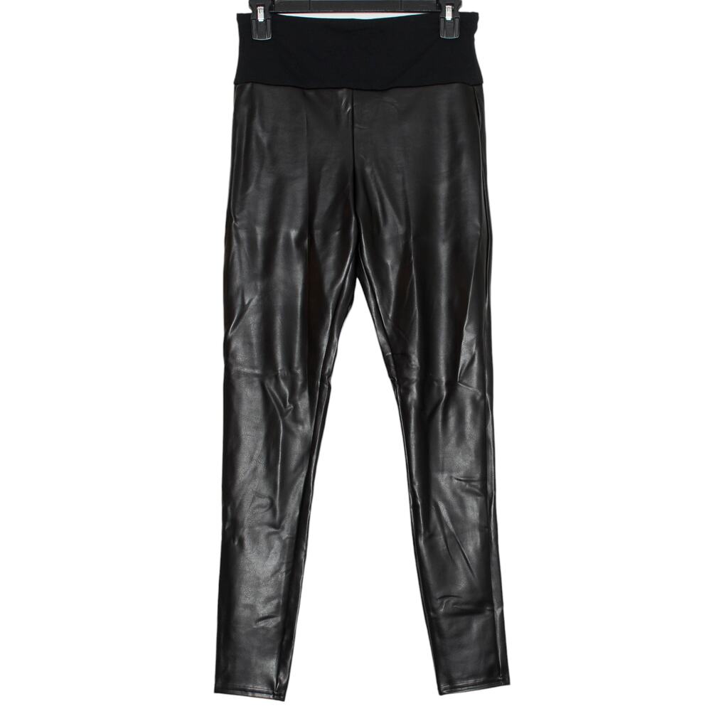 Spanx‎ Leggings Faux Leather Moto Minimalist Athleisure Pull On Black Medium